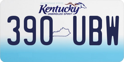 KY license plate 390UBW