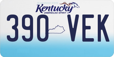 KY license plate 390VEK