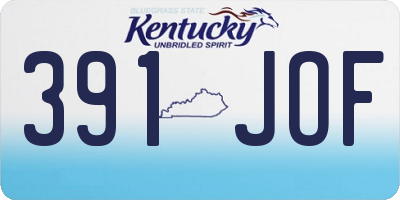 KY license plate 391JOF
