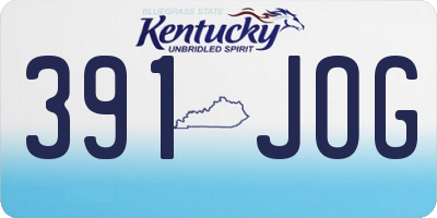 KY license plate 391JOG