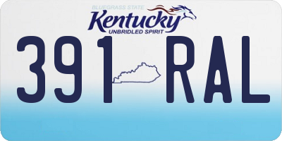 KY license plate 391RAL