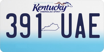 KY license plate 391UAE