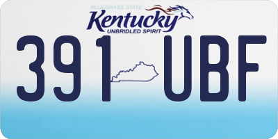KY license plate 391UBF