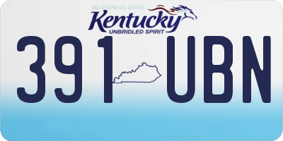 KY license plate 391UBN
