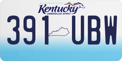KY license plate 391UBW