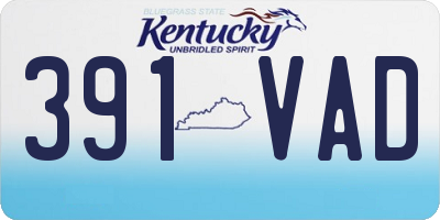 KY license plate 391VAD