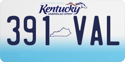 KY license plate 391VAL