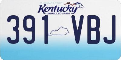 KY license plate 391VBJ