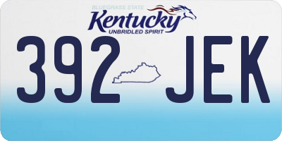 KY license plate 392JEK
