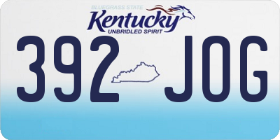 KY license plate 392JOG
