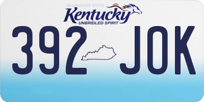 KY license plate 392JOK