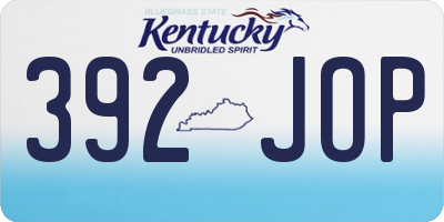 KY license plate 392JOP