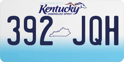 KY license plate 392JQH