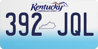 KY license plate 392JQL