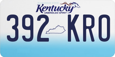 KY license plate 392KRO