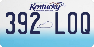 KY license plate 392LOQ