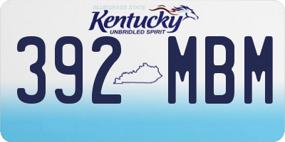 KY license plate 392MBM