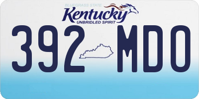 KY license plate 392MDO