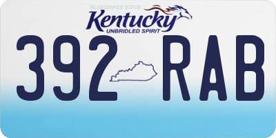 KY license plate 392RAB