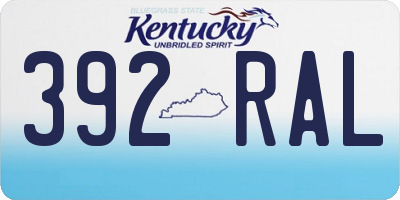KY license plate 392RAL