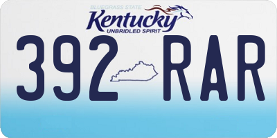 KY license plate 392RAR
