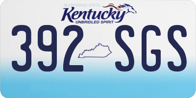 KY license plate 392SGS