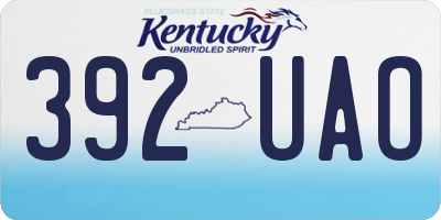 KY license plate 392UAO