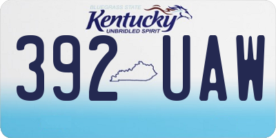 KY license plate 392UAW