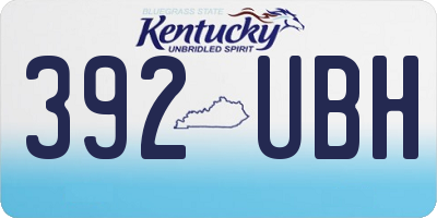 KY license plate 392UBH