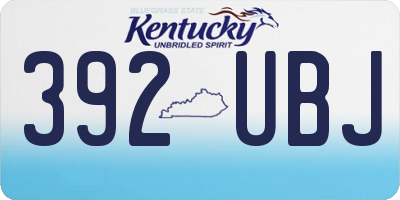 KY license plate 392UBJ