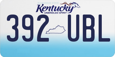 KY license plate 392UBL