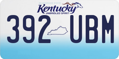 KY license plate 392UBM