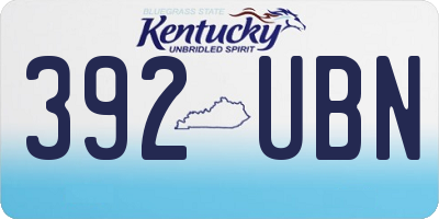 KY license plate 392UBN