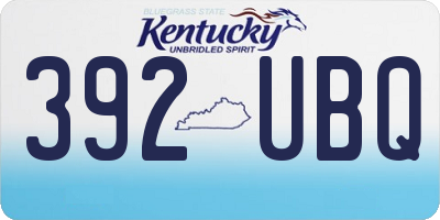 KY license plate 392UBQ