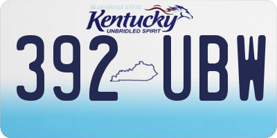 KY license plate 392UBW