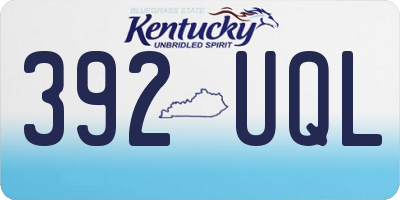 KY license plate 392UQL