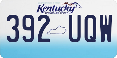 KY license plate 392UQW