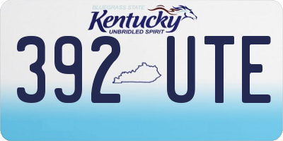 KY license plate 392UTE