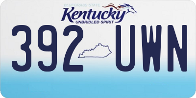KY license plate 392UWN