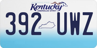 KY license plate 392UWZ