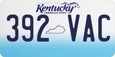 KY license plate 392VAC