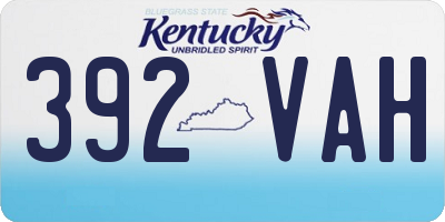 KY license plate 392VAH