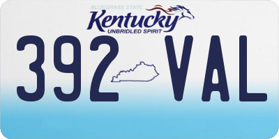 KY license plate 392VAL