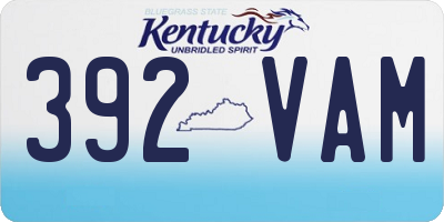 KY license plate 392VAM