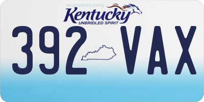 KY license plate 392VAX