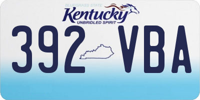 KY license plate 392VBA