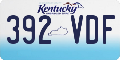 KY license plate 392VDF
