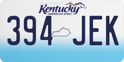 KY license plate 394JEK