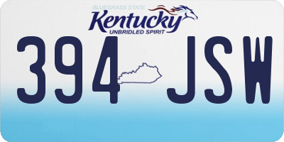 KY license plate 394JSW
