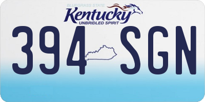 KY license plate 394SGN